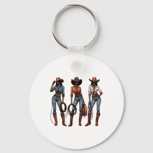 Black Cowgirl Western Rodeo Melanin Black History Key Ring