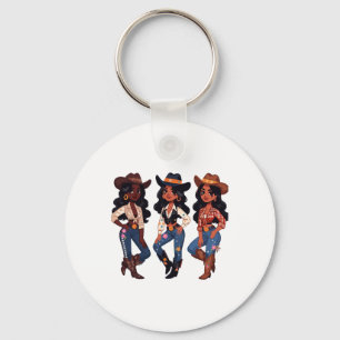 Black Cowgirl Western Rodeo Melanin Black History Key Ring