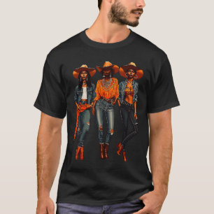 Black Cowgirl Western Rodeo Melanin Black History T-Shirt
