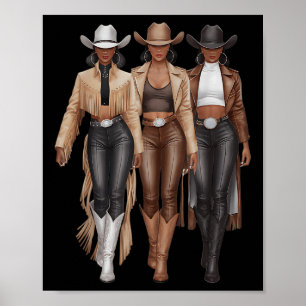 Black Cowgirl Western Rodeo Melanin Cowgirl Poster