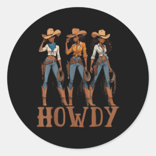 Black Cowgirl Western Rodeo Melanin Juneteenth Bla Classic Round Sticker