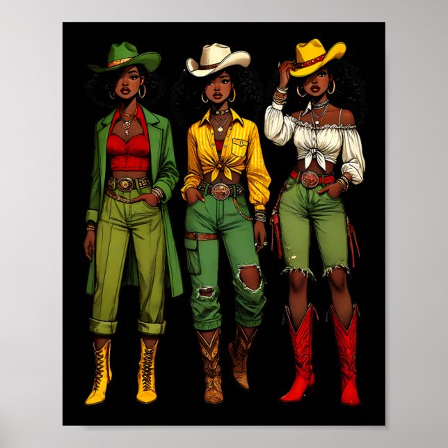 Black Cowgirl Western Rodeo Melanin Juneteenth Bla Poster (Front)