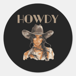 Black Cowgirl Western Rodeo Melanin Juneteenth Tex Classic Round Sticker