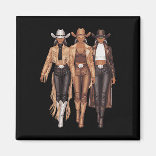 Black Cowgirl Western Tee Rodeo Country Women June Magnet