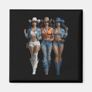 Black Cowgirl Western Tee Rodeo Country Women June Magnet