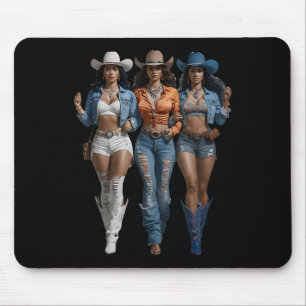 Black Cowgirl Western Tee Rodeo Country Women June Mouse Pad