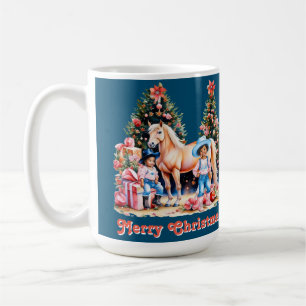Black Cowgirl Winter Scene Horse Merry Christmas  Coffee Mug