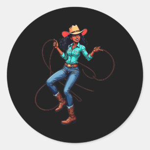 Black Cowgirls Melanin Women Western Rodeo Texas W Classic Round Sticker