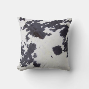 Black  Cowhide, Cow Skin Print Pattern, Modern Cow Cushion