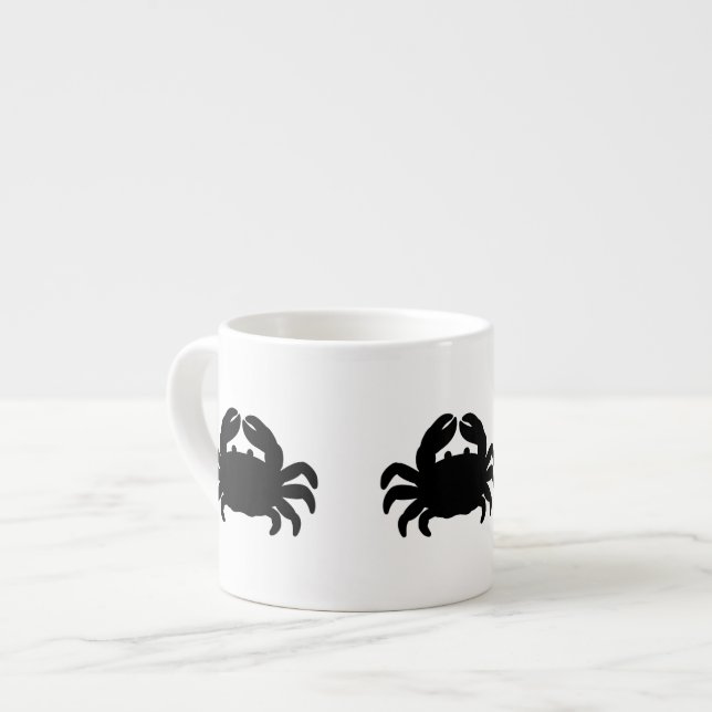 Black Crab Silhouette Espresso Cup (Front Left)