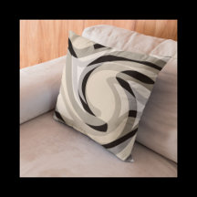 Black Cream and Grey Throw Pillow