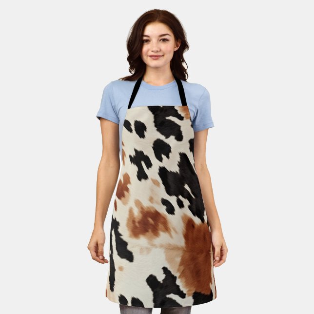 Black Cream Brown Cowhide Apron (Worn)