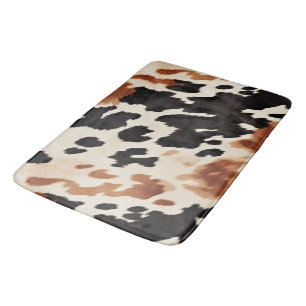 Black Cream Brown Cowhide Bath Mat