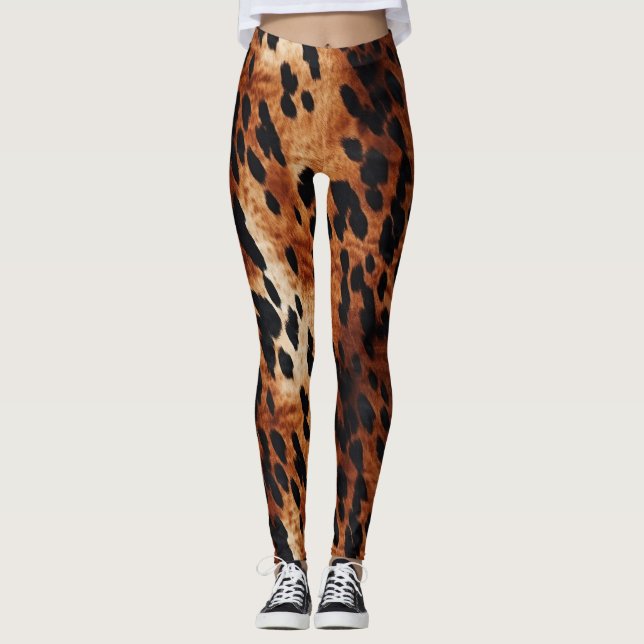 Black Cream Brown Cowhide Gold Leggings (Front)