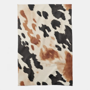 Black Cream Brown Cowhide Tea Towel