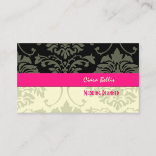 Black + cream damask business cards
