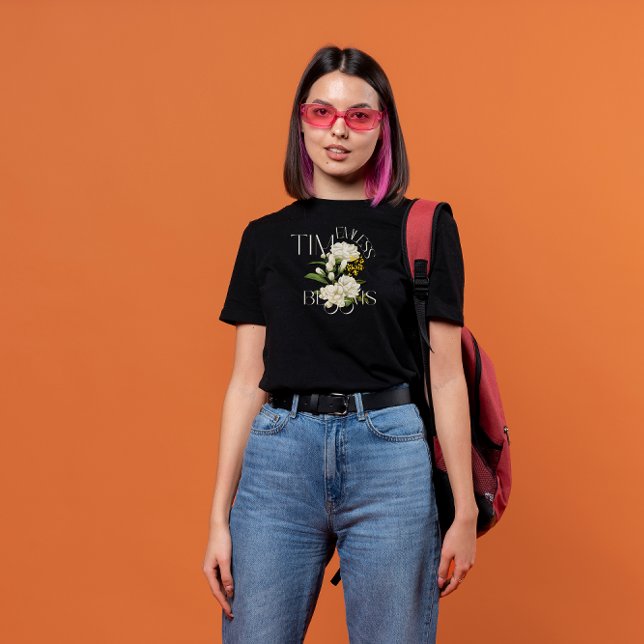 Black & Cream Floral Timeless Blooms T-Shirt (Creator Uploaded)