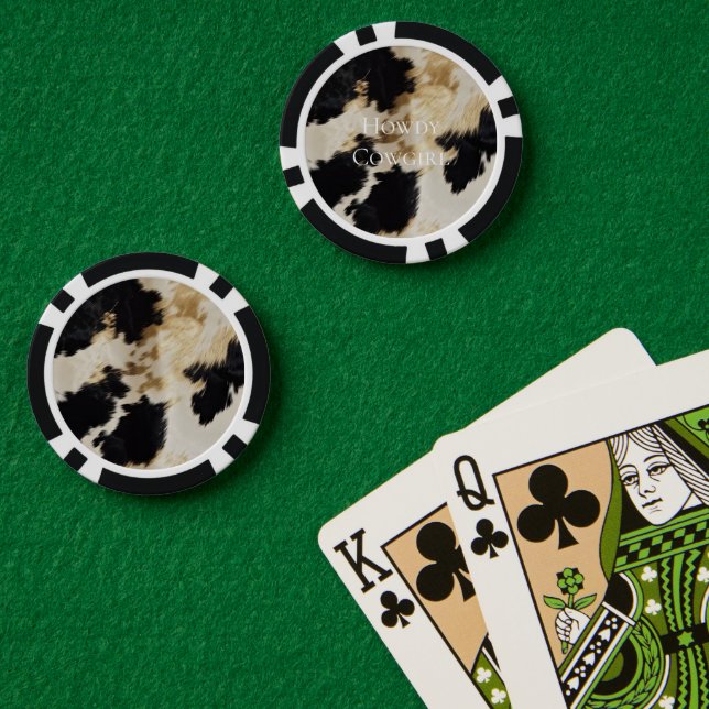 Black Cream Gold Western Cowhide Poker Chips (Poker Table (Double))