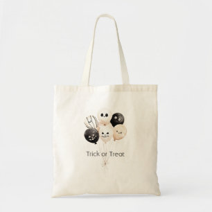 Black Cream Halloween Balloons Spider Tote Bag
