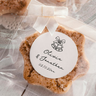 Black Cream Hand Drawn Quirky Wedding  Classic Round Sticker