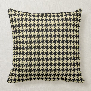 Black & Cream Houndstooth Geometric Pattern Cushion