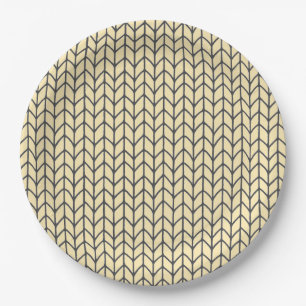 BLACK CREAM KNIT 9" Round Paper Plates