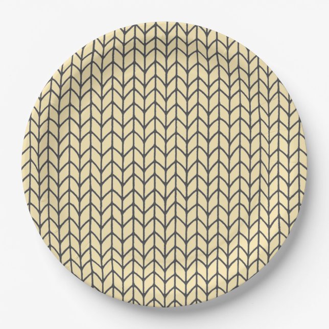 BLACK CREAM KNIT 9" Round Paper Plates (Front)