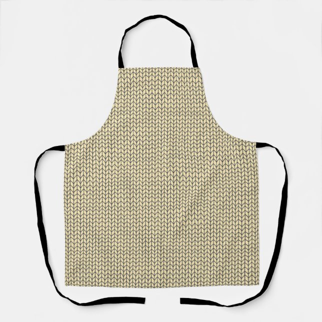 BLACK CREAM KNIT All-Over-Print Apron (Front)