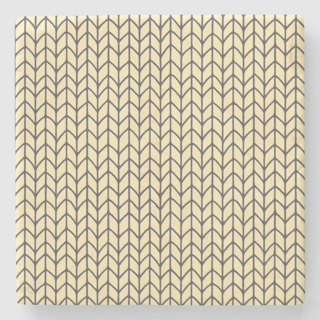 BLACK CREAM KNIT Marble Stone Coaster (Front)