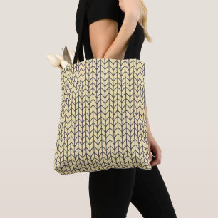 BLACK CREAM KNIT Shoulder Tote Bag