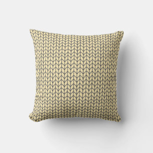BLACK CREAM KNIT Square Throw Pillow
