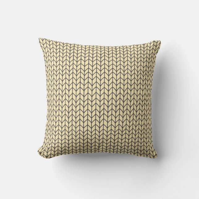 BLACK CREAM KNIT Square Throw Pillow (Front)