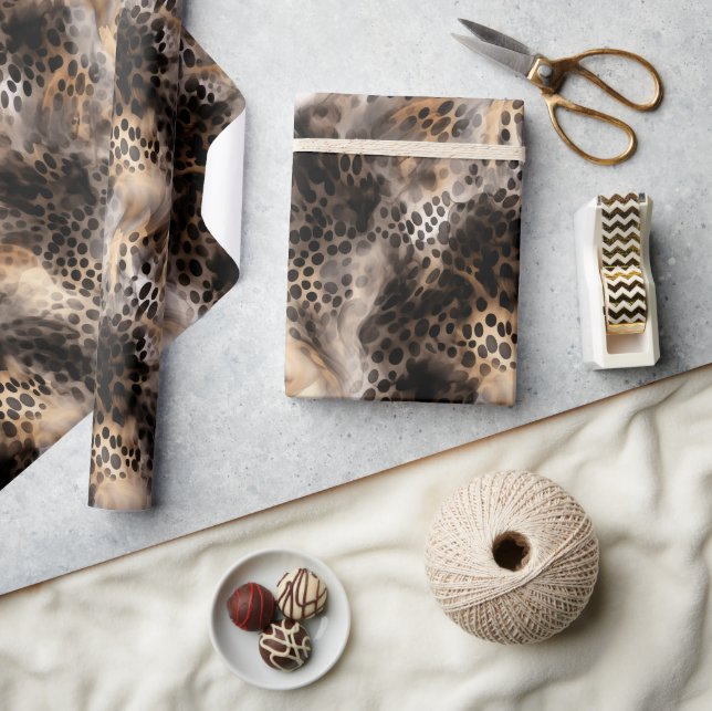 Black Cream Leopard Animal Birthday Wrapping Paper (Crafts)