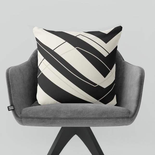 Black Cream Modern Simple Square Cushion (Creator Uploaded)