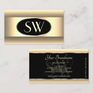 Black Cream Ombre Monogram Light Gold Decor Frame Business Card