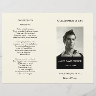 Black & Cream Order of Service Funeral Program