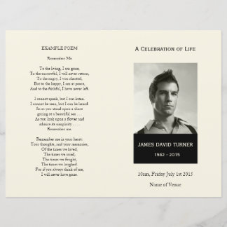 Black & Cream Order of Service Funeral Program