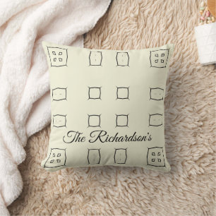 Black Cream Personalized Geometric Minimal Bedding Cushion