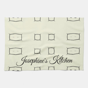 Black Cream Personalized Geometric Minimal Bedding Tea Towel