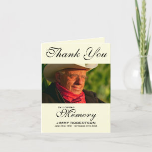 Black & Cream Photo Sympathy Thank You Card