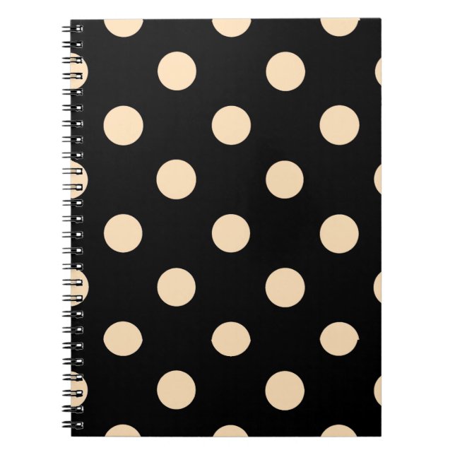 Black Cream Polka Dots Notebook (Front)