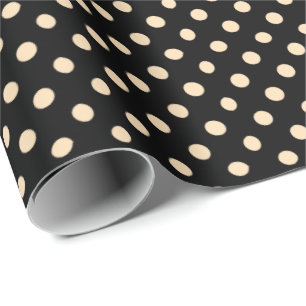 Black Cream Polka Dots Wrapping Paper