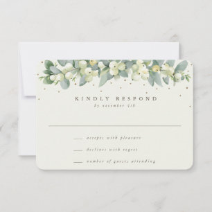 Black/Cream Snowberry+Eucalyptus Garland Wedding RSVP Card