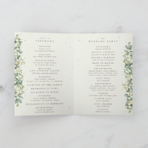 Black/Cream Snowberry+Eucalyptus Winter Wedding Program