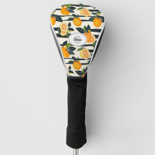 Black Cream Striped Citrus Fruit Botanical Golf Head Cover