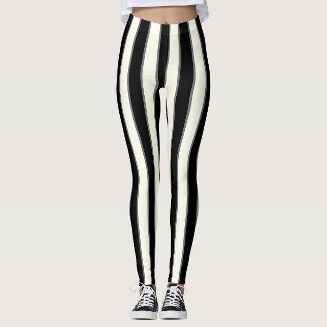 Black, cream stripes with Grey Leggings (Front)