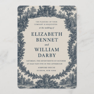 Black & Cream Toile Wedding Invitation – Old World