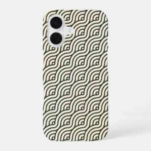 "Black & Cream Wavy Line Pattern Phone Case