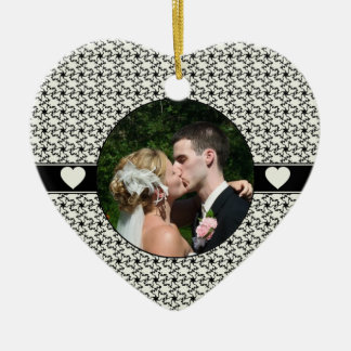 Black & Cream Wedding Remembrance Christmas Ceramic Ornament