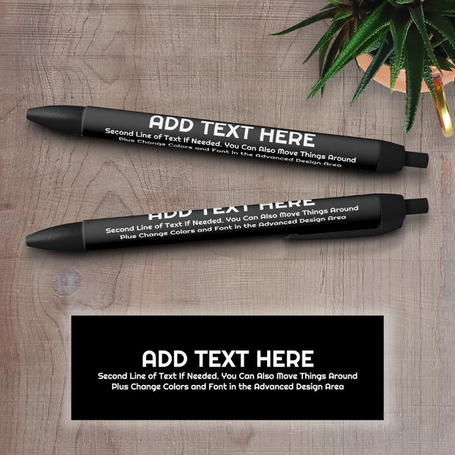 Black Create Your Own - Make It Yours Custom Text Black Ink Pen (Personalized writing pens - Add your text and choose a background color)
